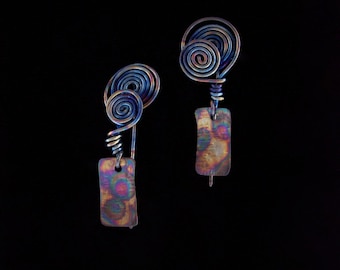 Ethnic Earrings Titanium Earrings Drop Earrings Art Deco Earrings Birthday Present Anniversary for her Hippie Earrings Gypsy Jewelry Boho