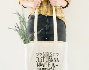 Feminist tote bag, feminism, girls, fundamental right, canvas bag, cotton bag, girl power, tote, woman, women, trump, america, hate trump