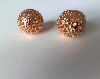 Perles rondes ajourées grandes plaqué or