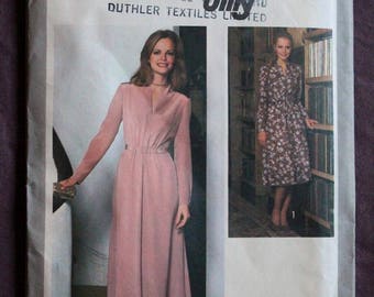 Misses V-Neck Long Sleeve Maxi Dress Evening Dress Boho Vintage 1970s Simplicity 8662 Jiffy Sewing Pattern Size 12 Bust 34 UNCUT and FF