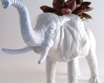 White Elephant Planter + Succulent \\ Animal Planter \\ Desk Accessory \\ Dorm \\ Home Decor \\ Gift \\ Office Decor \\ Desk Plant