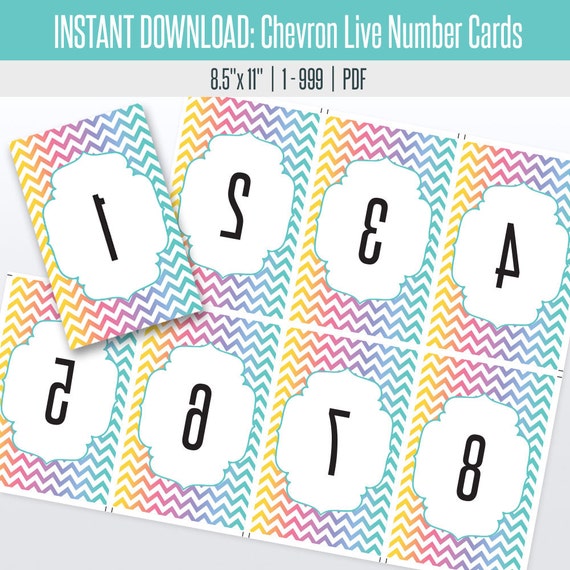 Chevron Live Reverse Number Cards1999 8.5x11 Printable