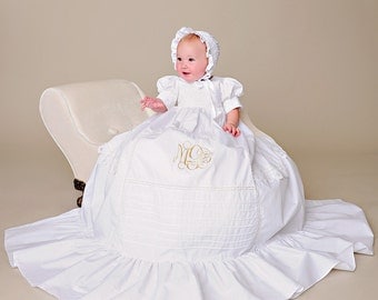 Margaret Victorian Christening Gown, Cotton Christening Gowns, Blessing Dress, Cotton Baptism Dress, Vintage Style Baby Gown