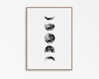 Moon Phase wall art, lunar phase, moon phase, moon phase print, Lunar phase print, moon phase poster, wall printable, phases of the moon