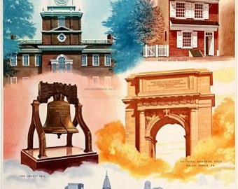 Vintage Philadelphia Tourism Poster A3 Print