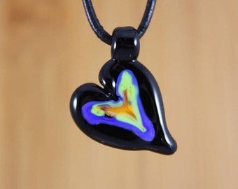 Heart Necklace, Heart Pendant Necklace, Heady Glass Pendant, Mother's Day Necklace, Love Necklace, Heart Jewelry, Gifts for her, Glass Heart