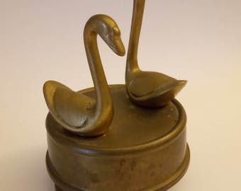 Vintage Brass Music Box Geese Swans Music Box Brass Swans Gees