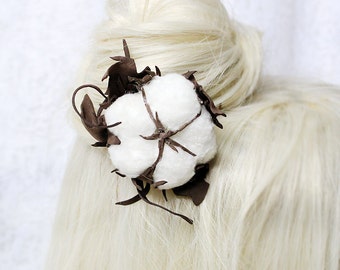 cotton flower hair jewelry/for/hair accessory white hair stick white gifts/for/her white flower jewelry gift girlfriend woodland hair D3