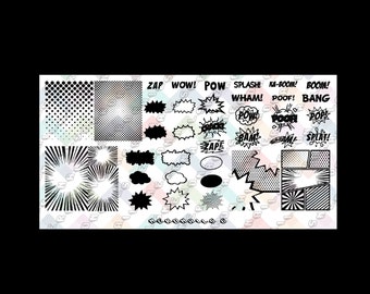 NerdNails 06 - Comics - nail stamping plate