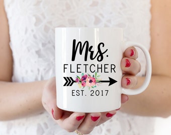 Mrs Mug | Engaged Cups | Engagement Gift | Personalized Future Mrs Mug | Floral Gift for Her | Gifts for the Bride | Custom Tea Cup for Her