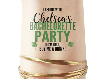10 St Patricks Day Bachelorette party custom tattoos - green tattoos - st paddys bachelorette - clover tattoo - personalized bachelorette