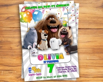Secret Life of Pets Invitation, Secret Life of Pets Invite, Secret Life of Pets Birthday Party, Gidget Invitation, Gidget Invite, Blackboard