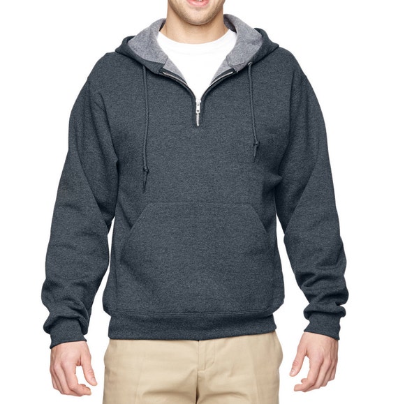 Jerzee 1/4 Zip Pullover Hoodie with Embroidered Left Chest