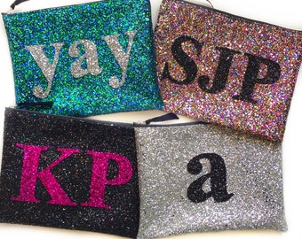Monogram Clutch Bag, Personalised Glitter Bag, Alphabet Bag, Monogram Clutch, Initial Bag, Personalised Purse, Wedding Clutch, Bridesmaid