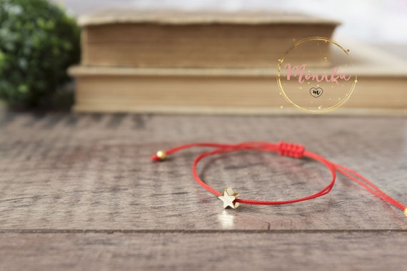 Red String Bracelet. Gold Plated Star. Kabbalah Red String Of Fate. Minimalist EveryDay Jewelry. Lucky Amulet, Unisex, Women, Men, Baby.
