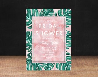 Bridal Shower Invitation,TROPICAL BRIDAL SHOWER Invitation, Shower Invite,Bride To Be, Stationary, Bridal Shower