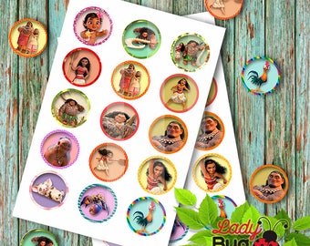 Moana Bottle Cap Caps Digital images for hair bows Instant Dowland 4 X 6 DIGITAL 1" Inch Bottle Cap Imagen/Digitale Collage Sheet