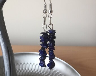 Lapiz Lazuil Earrings, Lapiz Lazuil Chip Drop Earrings, Lapiz Lazuil Dangle Earrings