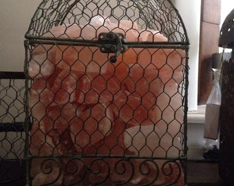 Large Bird cage Himalayan salt lamp.