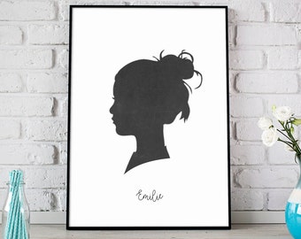 Profile Silhouette, Custom Silhouette from your photo, Silhouette Art, Kid Silhouette Portrait, Birthday Gift, Father's Day Gift