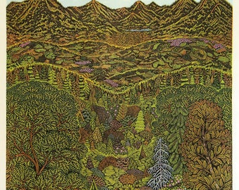 Overlook - Woodcut Print, Woodblock Print by Tugboat Printshop