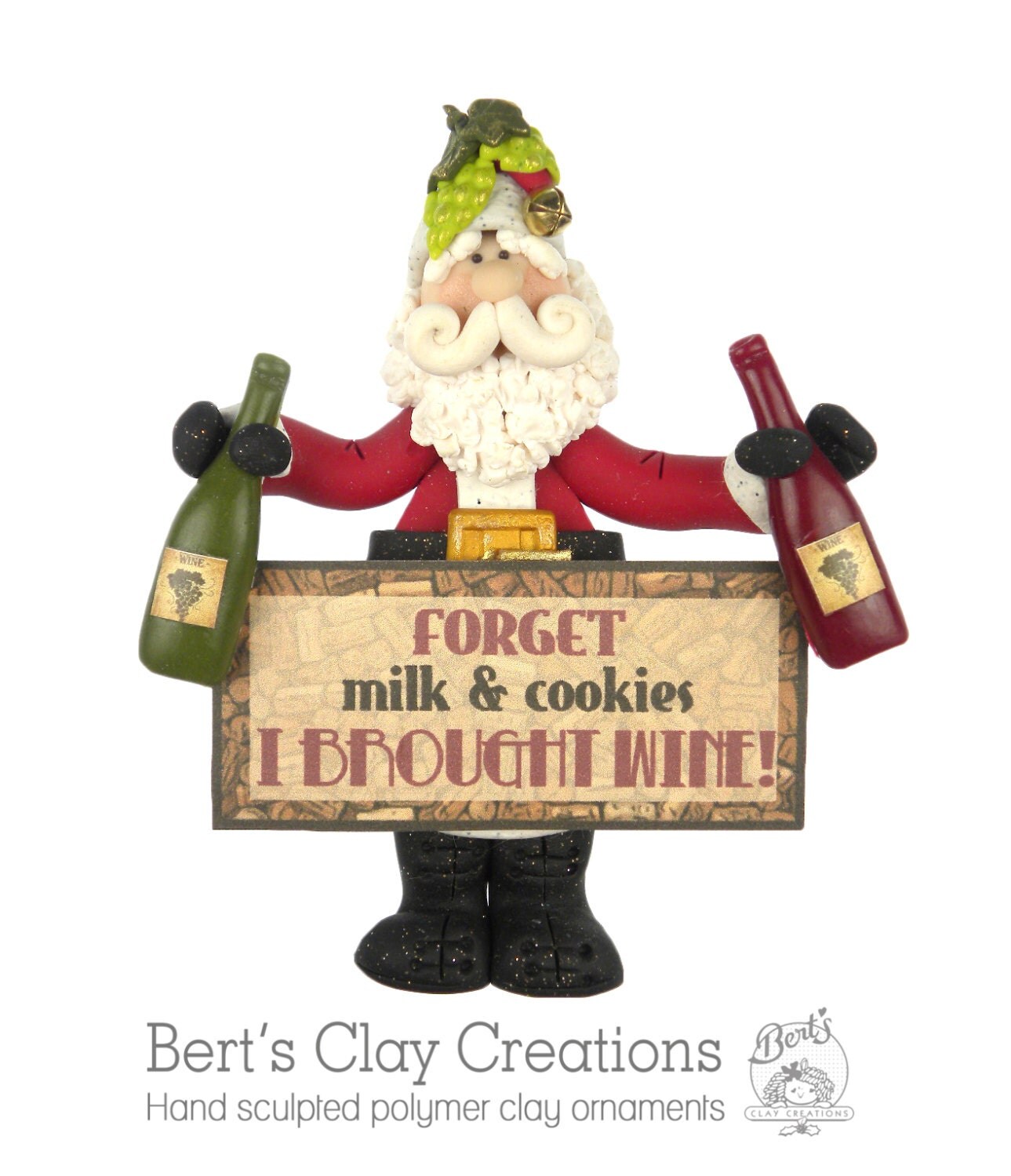 Wine Santa Ornament