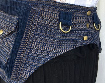 Unisex utility belt - navy blue utility pocket belt - playa wear festival belt - elegant fanny pack belt - rave fanny pack - Small