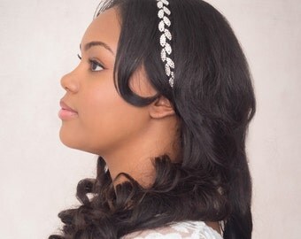 Rhinestone Headband Leaf, Vine, Flapper Headband, Bridal Wedding, Great Gatsby Style