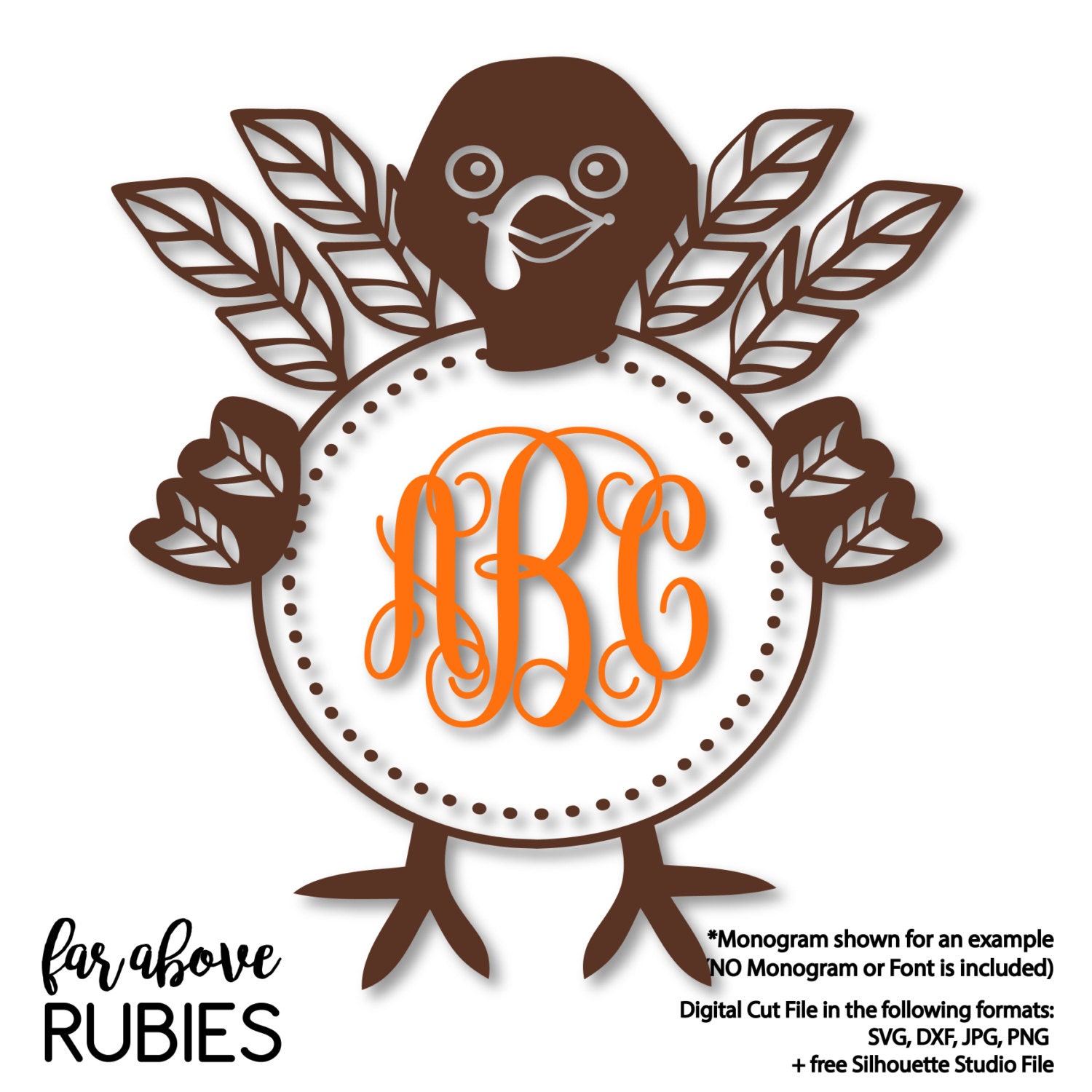 Download Turkey Feather Monogram Wreath Frame monogram NOT included