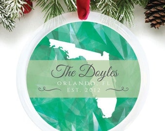 Florida Love holiday ornament, custom last name ornament, personalized christmas ornament featuring your name and state // C-P96-OR ZZ2