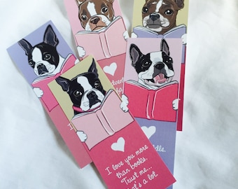 Love Boston Terrier Bookmarks - Eco-friendly Set of 5