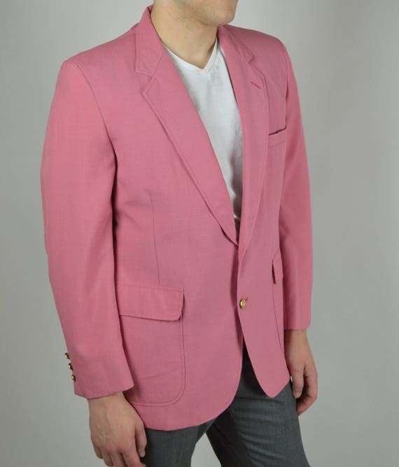 Items similar to Pink Sport Coat, Pink Blazer, Linen Blazer, 70s Sports