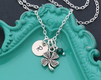 FREE SHIP • Clover Necklace Lucky Charm Clover Leaf Jewelry • Shamrock Good Luck Charm Gift Clover Dainty Luck Necklace • Four Leaf Clover