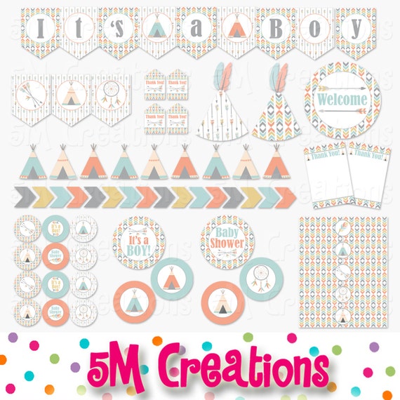 Tribal Baby Shower Decor Little Chief Baby Shower Printable