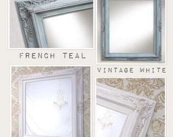 DECORATIVE WALL MIRRORS For Sale Home Decor Baroque Mirror 31"x27" Teal Green French Country Mirror Ornate Shabby Chick Framed Vanity Mirror