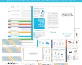 Rodan and Fields Business Kit - Preferred Customer Info Sheet / Business Card / Thank You / Preferred Customer Punch Card / Product Brochure