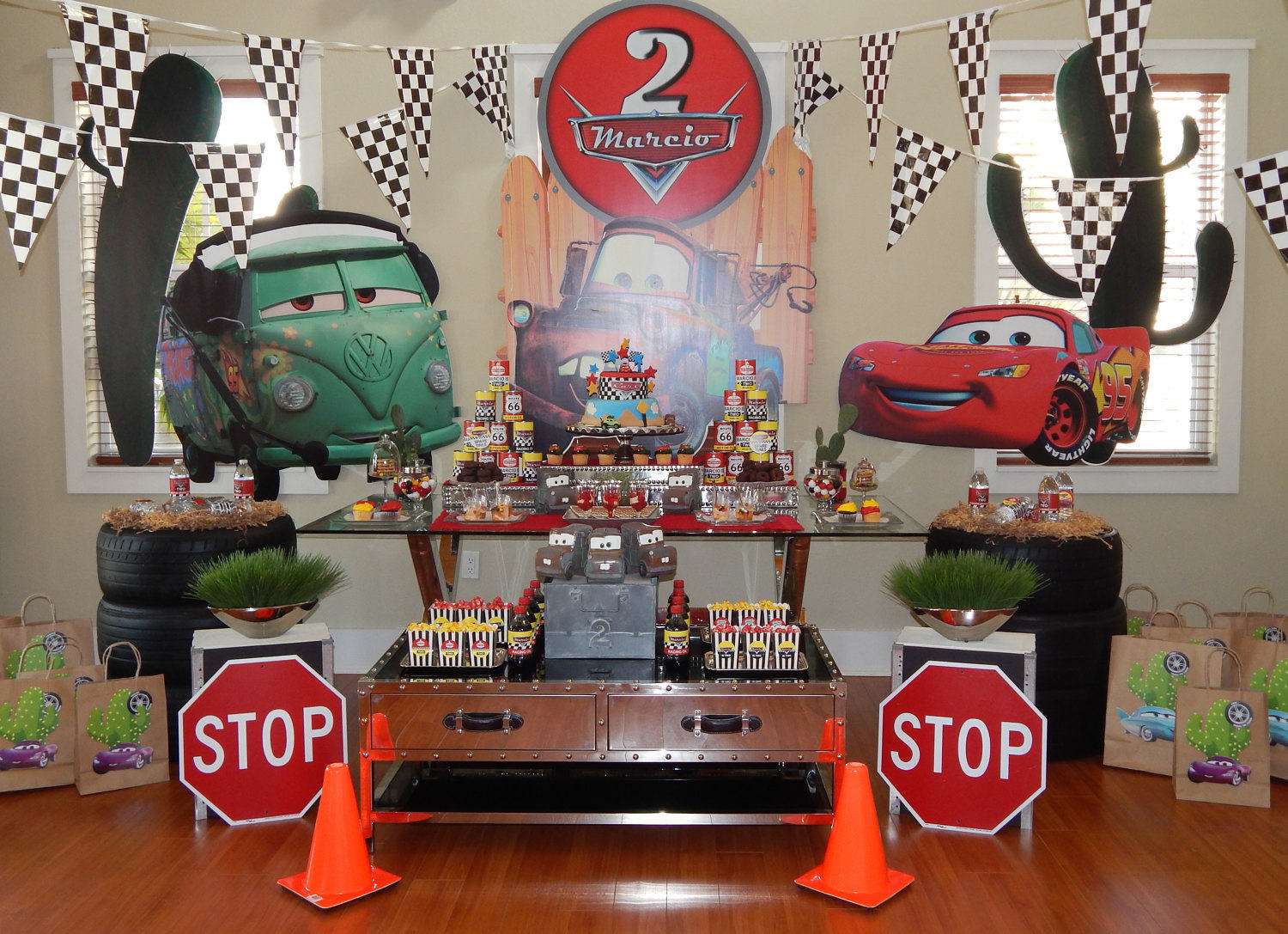 Printable Disney Pixar Car Birthday Party Backdrop Dessert