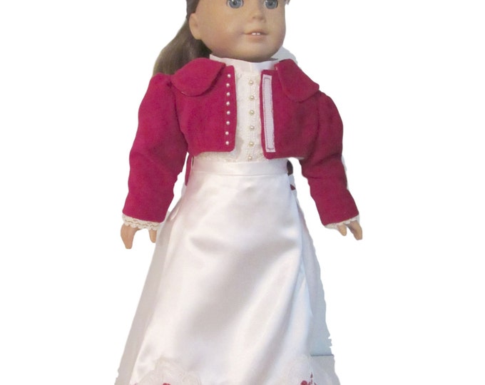 Ruby Red Victorian walking 4 piece outfit fits 18 inch dolls