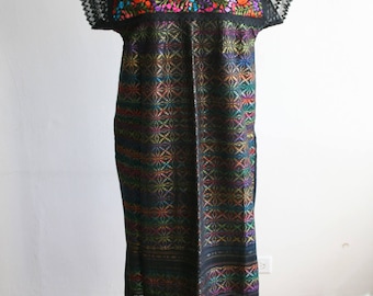 Oaxaca Black Embroidered Mexican Dress