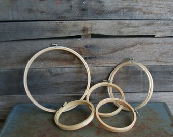 Set of Five Vintage Embroidery Hoops