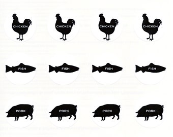 Meal Choice Stickers 1 | Wedding Menu or Party Meal Stickers | Sheet of 20 | 1.5 inch Seals