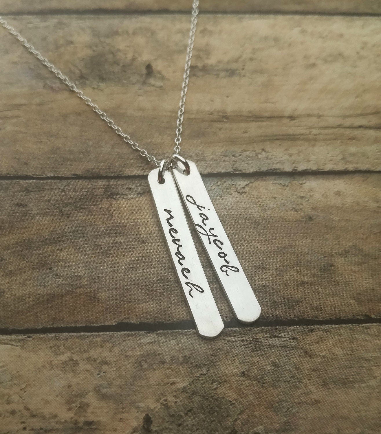 Sterling Silver Name Bar Necklace Hand Stamped Jewelry