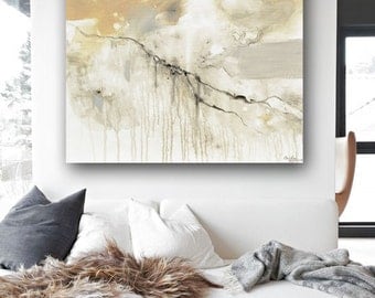 GICLEE PRINT Large Art Abstract Painting Grey White Acrylic Painting Neutral Home Decor Wall Art Large Art Minimalist Artwork - Christine