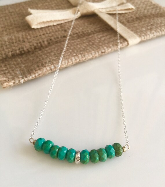 Turquoise bar necklace silver and turquoise necklace