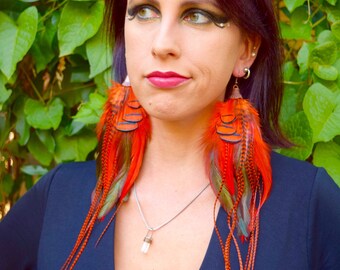 AUTUMN FOREST Long Feather Earrings SALE
