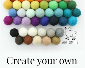 Custom Felt Ball Garland Nursery Decor Garland-49 colors- 2.5cm balls- Party Decor- Baby Shower Decor- Boy Girl Nursery- Nursery Garland