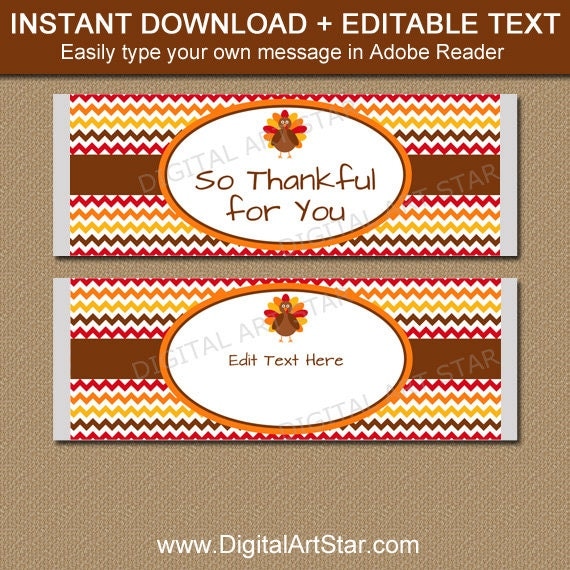 PRINTABLE Thanksgiving Candy Bar Wrappers - EDITABLE ... PRINTABLE Thanksgiving Candy Bar Wrappers - EDITABLE ...