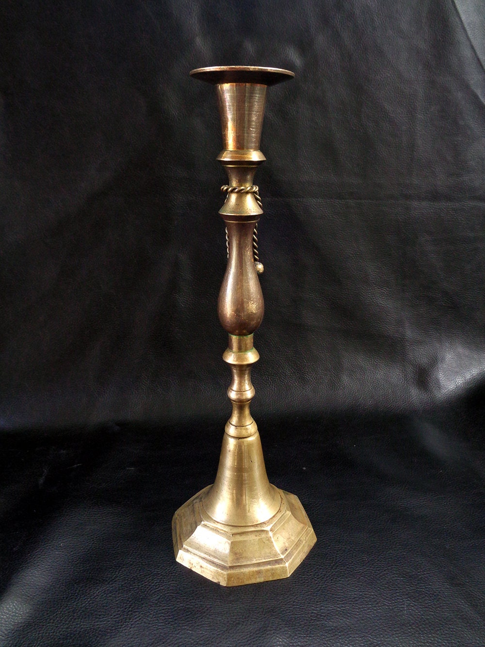 Brass candle holder vintage ornate solid brass candlestick