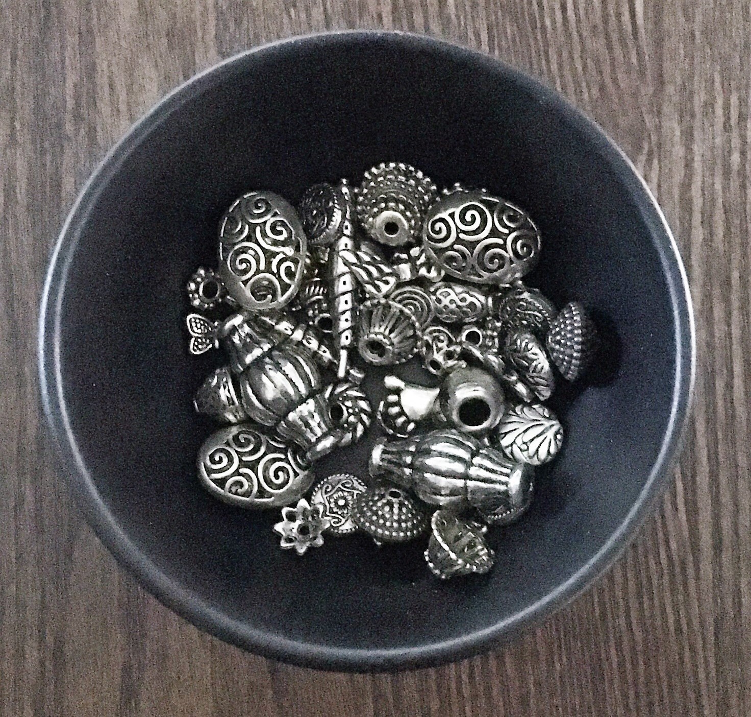 BOWL OF BEADS Variety of Unique Pewter Beads Sample Pack