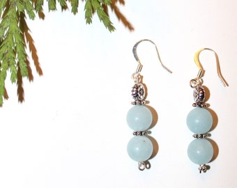 Aqua Quartz Earrings - Quartz earrings - Quartz Dangle earrings - Aqua Drop earrings - 2 inch dangle earrings